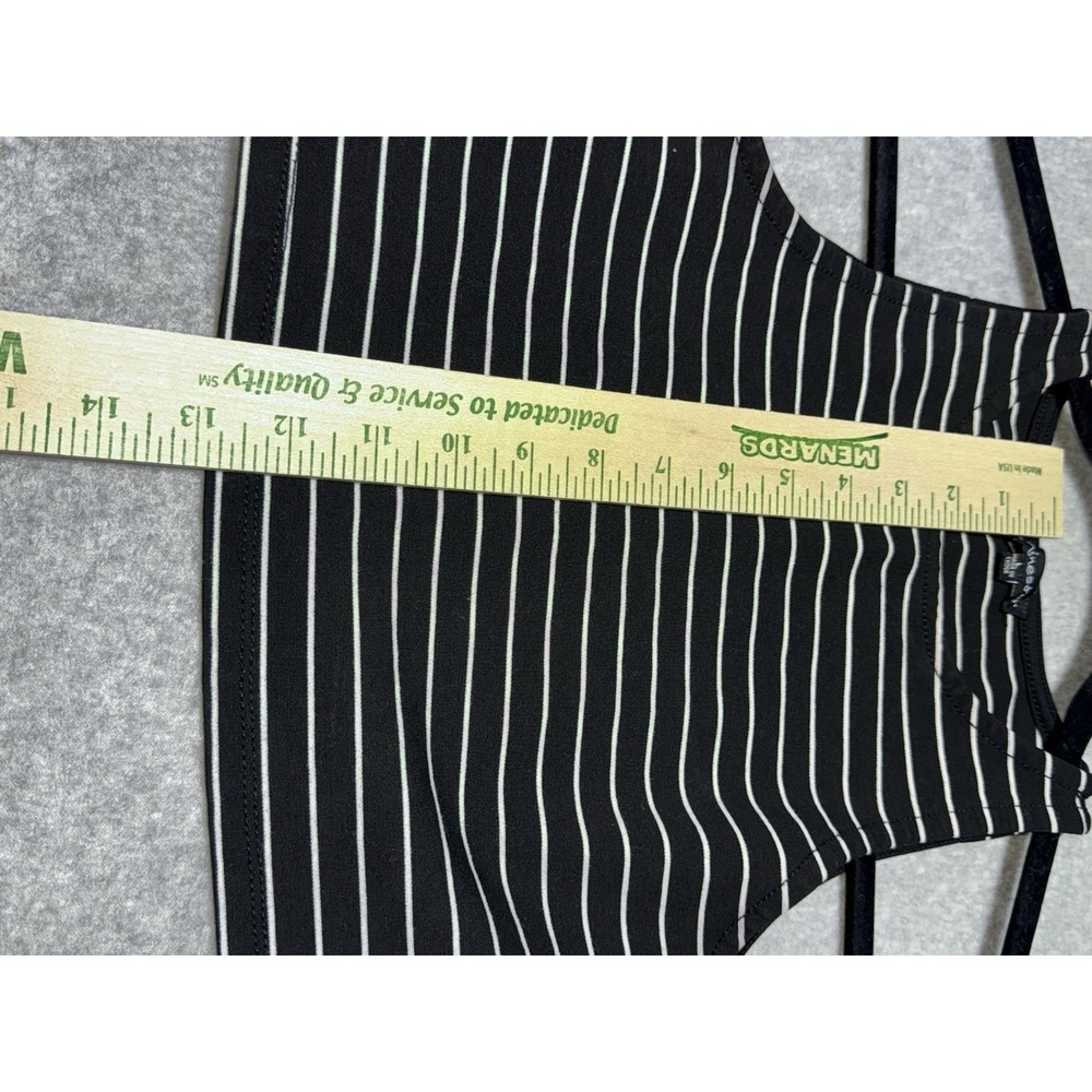 Shine Star Athletic Cropped Top Black & White Striped Womens Sz Large - Picture 6 of 6